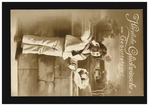 Foto-Ansichtskarte Kinder Mädchen in Matrosenuniform NIEDER-INGELHEIM 26.10.1914