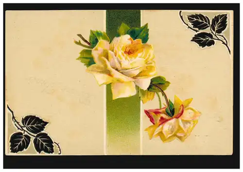 Belgique Carte de l'année de Bonne Annee Roses Jaunes, BRUXELLES 31.12.1910