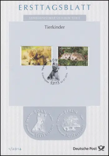 Ersttagsblätter ETB Bund Jahrg. 2014 Nr. 1 - 47 + 2 komplett im blauen Postalbum
