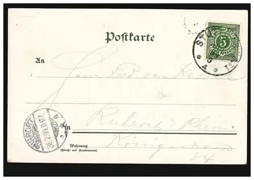 AK Gruss de Stuttgart Vue totale, timbre en cercle STUTTGART 1 - 30.7.1899