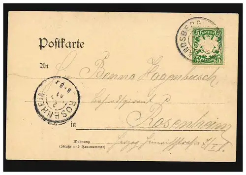 AK Gruss aus Landsberg am Lech Bayerntor, 1.1.1908 nach ROSENHEIM - Riss