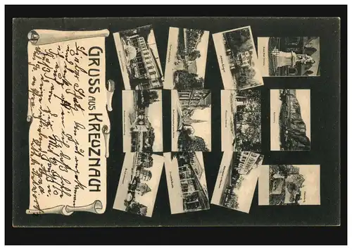 AK Gruss de Kreuznach avec 12 images, 25.4.1906 selon WESADEN 25.04.06