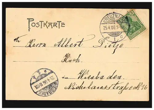 AK Gruss aus Kreuznach mit 12 Bildern, 25.4.1906 nach WIESBADEN 25.4.06