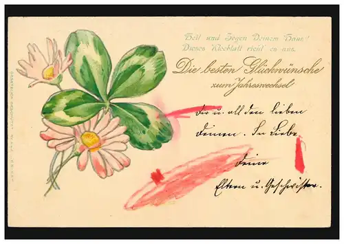 Carte de pré-repas Nouvel An Poème Trèfle à quatre feuilles, MUNICH selon LA SÉRIE DE TÉGERN