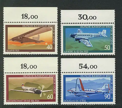 592-595 Jugend Luftfahrt 1979, Oberrand, Satz **