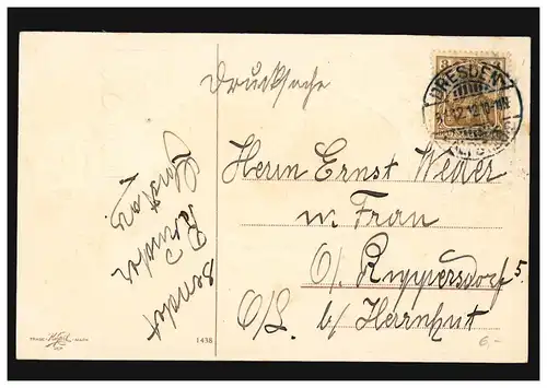 Carte de l'année Nouvel An Maison en hiver avec glaçons dans le Medaillion, DRESDEN 31.12.12