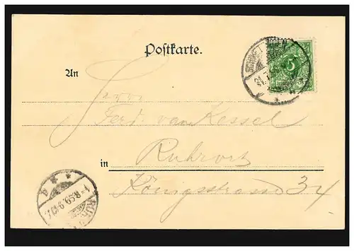 AK Gruse de Schwetzingen entrée du château, 31.7.1889 selon RUHRORT 1.8.99