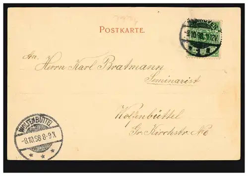 AK Gruss aus Hannover Das geöffnete Grab, 8.10.1898 nach WOLFENBÜTTEL 8.10.98