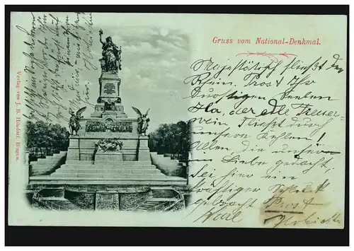 AK Gruss vom National-Denkmal Frontalansicht, RÜDESHEIM 10.9.1899