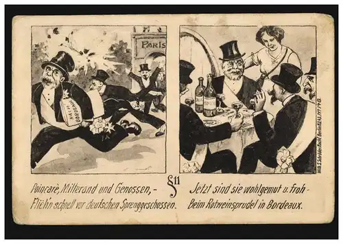 Propagande-AK Fuite de Paris à Bordeaux, poste de terrain HORCHHEIM/COBL. 18.12.14