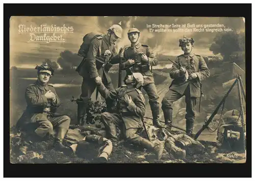 AK Guerre Prière de remerciements néerlandais n° 694/3, posté sur le terrain NEERSEN 22.6.1916