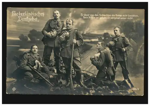 AK Guerre Prière de remerciements néerlandais n° 694/2, Poste de terrain NEERSEN 17.6.1916