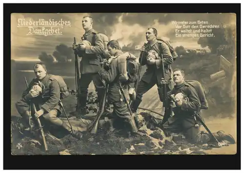 AK Guerre Prière de remerciements néerlandais n° 694/1, poste de terrain NEERSEN 5.6.1916