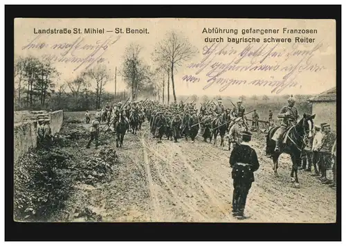 AK Krieg Abführung gefangener Franzosen, Feldpost 25.4.1915 