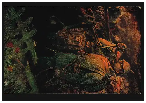 AK guerre peintures de Georg Tippel: trompettiste souffle pour la collecte, inutilisé
