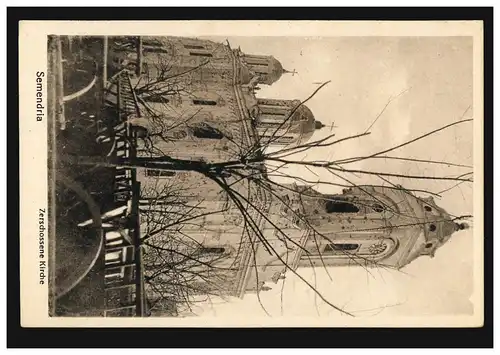 AK Guerre 1914/1918: Semendria - Église brisée, inutilisé