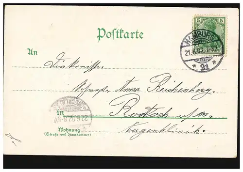 AK Gruss aus Hamburg Binnenalster mit Alsterpavillon, HAMBURG 21.6.1902