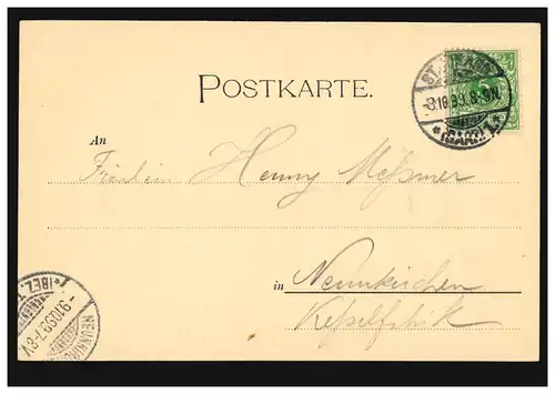 AK Gruss aus Saarbrücken Das Rathaus, ST. JOHANN 8.10.1899 