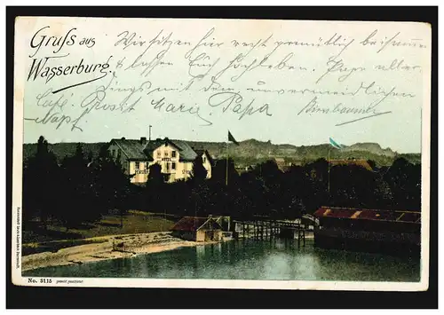 AK Gruss de Wasserburg, WARZBURG am BODENSEE 27.4.1900