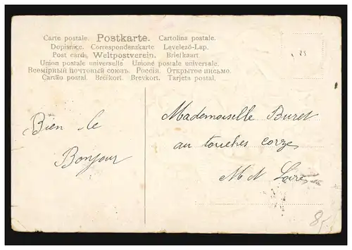 France Carte de l'année Nouvel An Panier de baies à la branche, LORIENT 30.12.1907