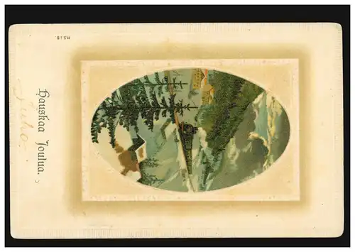 Finlande Carte de l'année Nouvel An Hauskaa Joula Rail devant la campagne, 19.12.1911