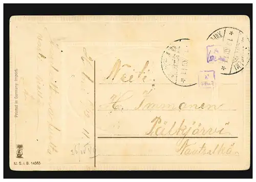 Finlande Carte de l'année Nouvel An Hauskaa Joula Rail devant la campagne, 19.12.1911