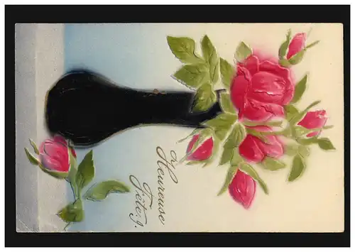 Belgique Carte d'anniversaire de l'Heureuse Fete Roses dans le vase, LokerEN 27.11.16