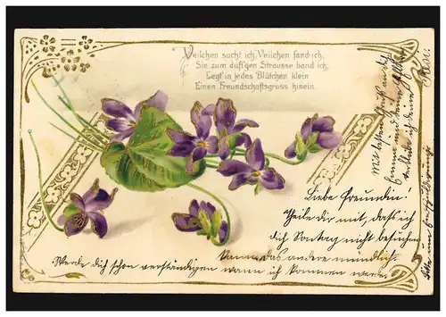 Carte de présentation Salut Violet poème, 25.11.1902 / SAAZ 26.11.1902