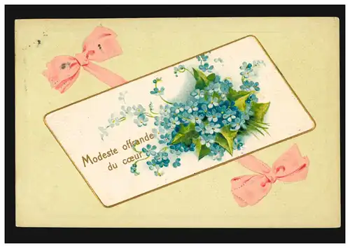 France Carte de présentation Félicitations au costard de violette, ROUBAIX 30.12.1907