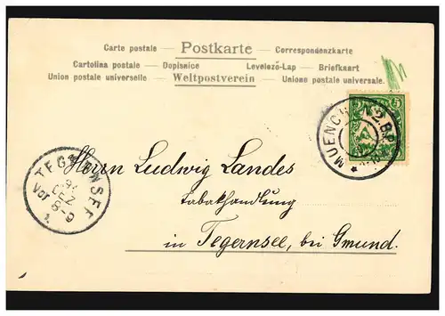 Prägekarte Neujahr Glück auf allen Wegen Vierblättriges Kleeblatt, MÜNCHEN 1901