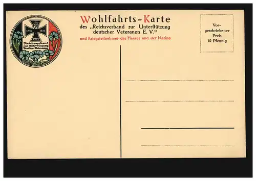 Wohlfahrts-Karte der Veteranen: Generalfeldmarschall v. d. Goltz, ungebraucht