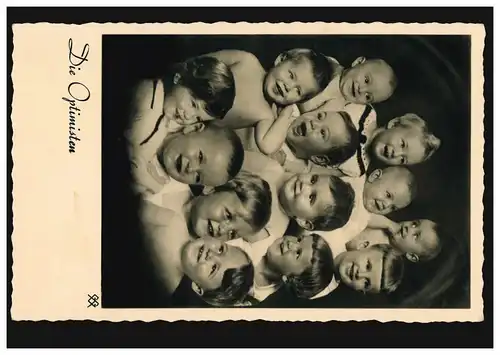 Carte de vision Enfants en rire: Les Optimistes - BERLIN 31.12.1936