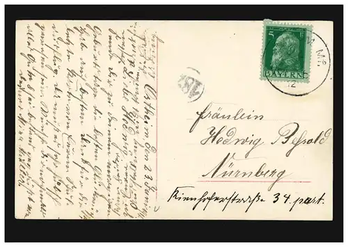 Ansichtskarte Mädchen beim Schreiben lernen: Der erste Versuch OSTHEIM 23.1.1912