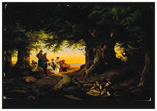 Künstler-Ansichtskarte Ludwig Richter: Abendandacht, LANDSHUT 12.11.1915