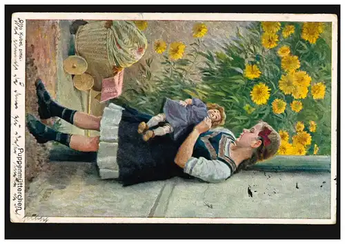 Künstler-Ansichtskarte Otto Kubel: Puppenmütterchen, Feldpost ITZEHOE 17.2.1917