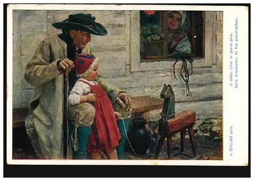 Carte de visite d'artiste Jaroslav Spillar: Au grand-père Feldpost 17.10.1915