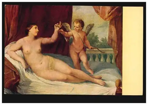 Künstler-Ansichtskarte Guidi Remi: Ruhende Venus mit Amor, ungebraucht