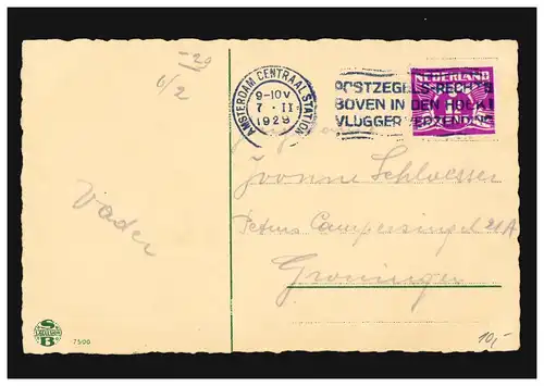 Niederlande AK Mädchen mit rotem Ball und Schmetterling, AMSTERDAM 7.2.1929