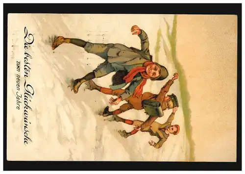 AK Nouvel An Enfants: Groupe de garçons en hiver, HILDESHEIM 31.12.1927