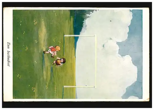 Pays-Bas Carte de vue humoristique Een buikschot / Une balle abdominale, couru en 1922