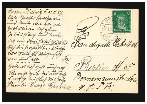 Ansichtskarte Geburtstag Kinder mit Rosen, coloriert, ESSEN-DELLWIG 3.11.1927