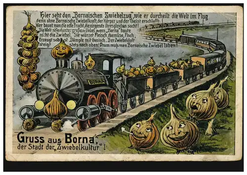 AK Gruss de Borna Ville de la culture des oignons de Borna, 9.7.1924