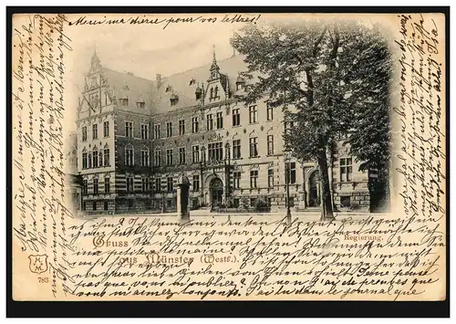 AK Gruss aus Münster / Westfalen: Regierung, 24.5.1900 nach PARIS 25.1.00