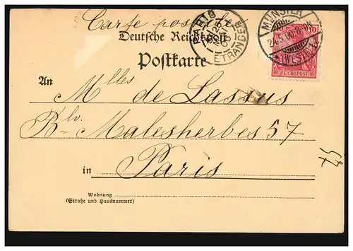 AK Gruss aus Münster / Westfalen: Regierung, 24.5.1900 nach PARIS 25.1.00