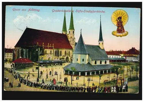 AK Gruss de Altötting: chapelle de grâce & Stifts-Stahlpfärrche, 12.5.1929