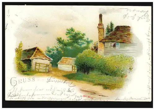 AK Gruss de ... Vue du village, DÜSSELDORF 24.10.1899 selon RUHRORT 25.10.99