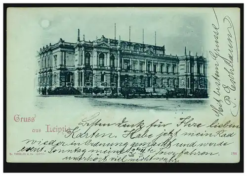 AK Gruss de Leipzig: Musée, 25.8.1898 après BONN 27.8.98