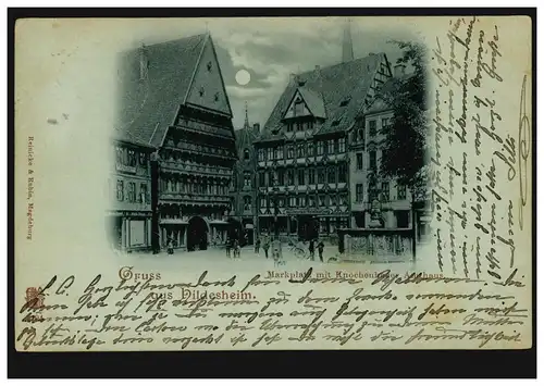 AK Gruss aus Hildesheim: Marktplatz mit Knochenhauser Amthaus, BORRY 15.3.1900