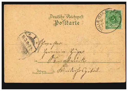 AK Gruss aus Hildesheim Panorama, Bahnpost HALLE/SAALE-LÖHNE ZUG 526 - 6.8.1898