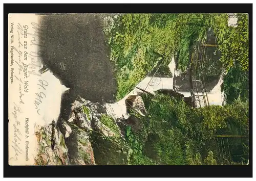 AK Gruss aus dem Bayer. Wald: Hochfall bei Bodenmais, BODENMAIS 12.8.1904